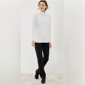 J. Jill Luxe Supima Shirttail Everyday Turtleneck Tunic Shirt Top White Size 1X